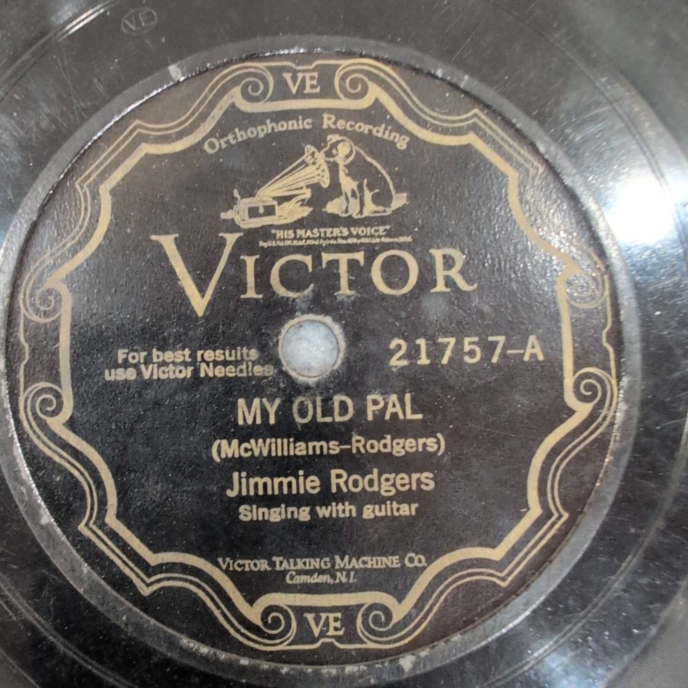Jimmie Rodgers My Old Pal Daddy and Home Victor 21757 78 RPM Shellac Record - Picture 1 of 4